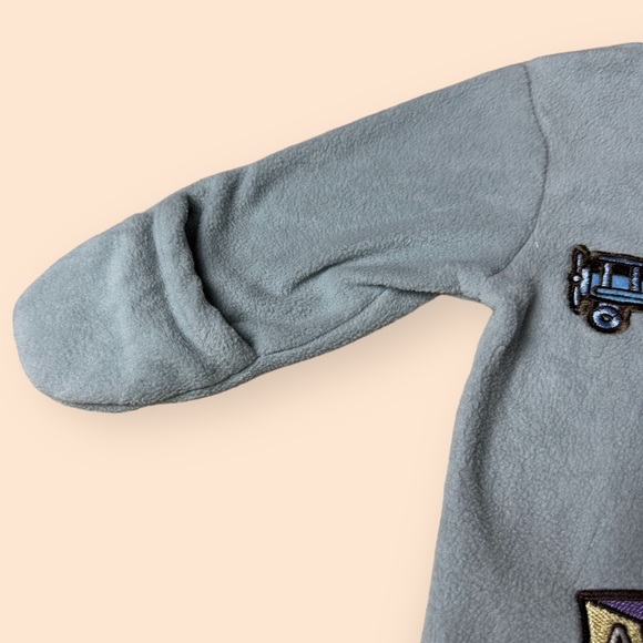 Disney Baby Winnie The Pooh Blocks And Airplane Grey Fleece Zip Up Footie w/Hood - Picture 5 of 7